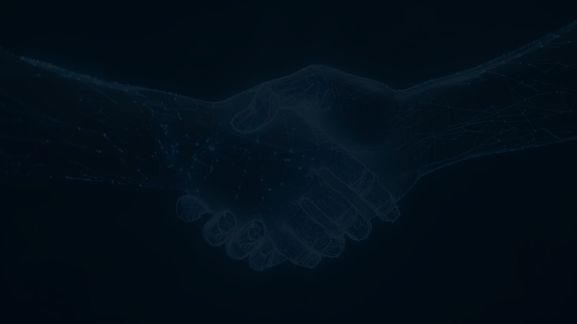 Virtual hands shaking in an AI-themed environment, representing the seamless digital integration and automated processes within ICE InsureTech's insurance platforms