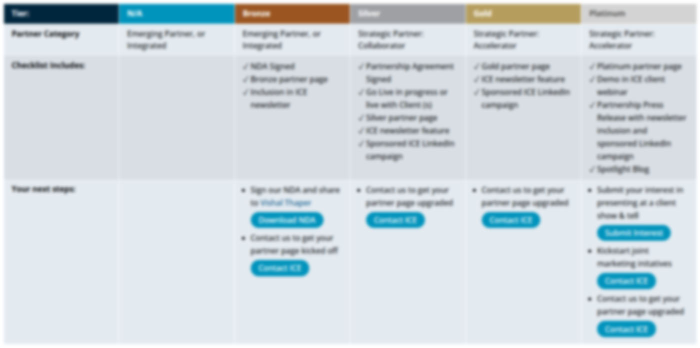 Blurry ICE Partner tiers table